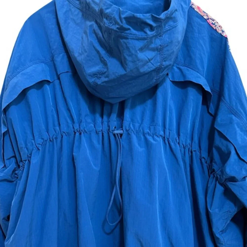 NWOT FP Movement She Fly Embroidered Anorak Jacket - Blue - Size XS